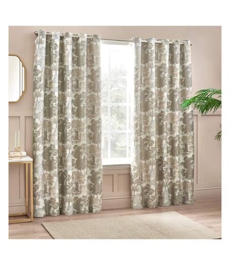 Woodlands jacquard floral eyelet curtains 55cm x 55cm natural Wylder