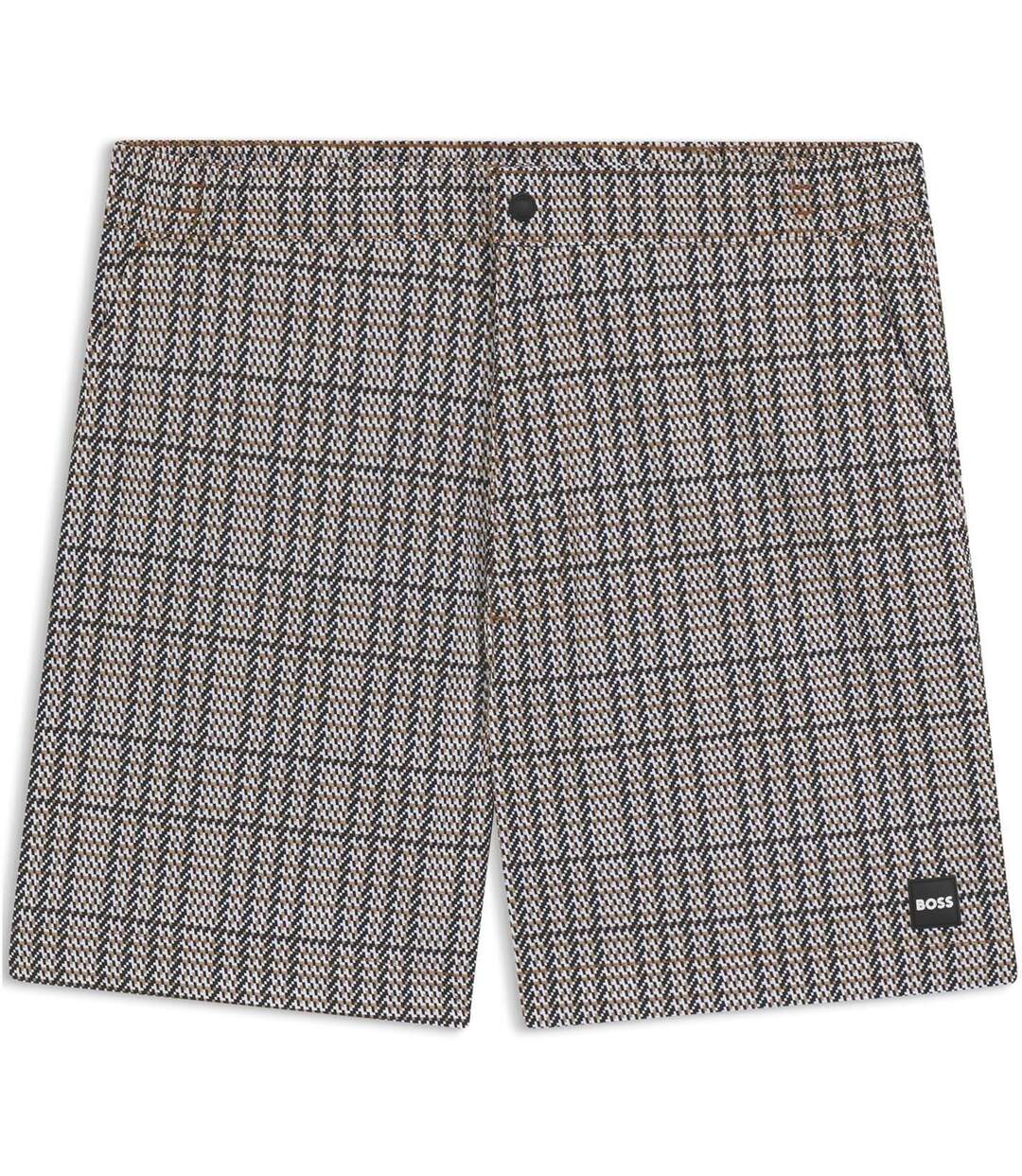 Short De Bain Motif/style Motif Écossais Homme Noir Boss-2