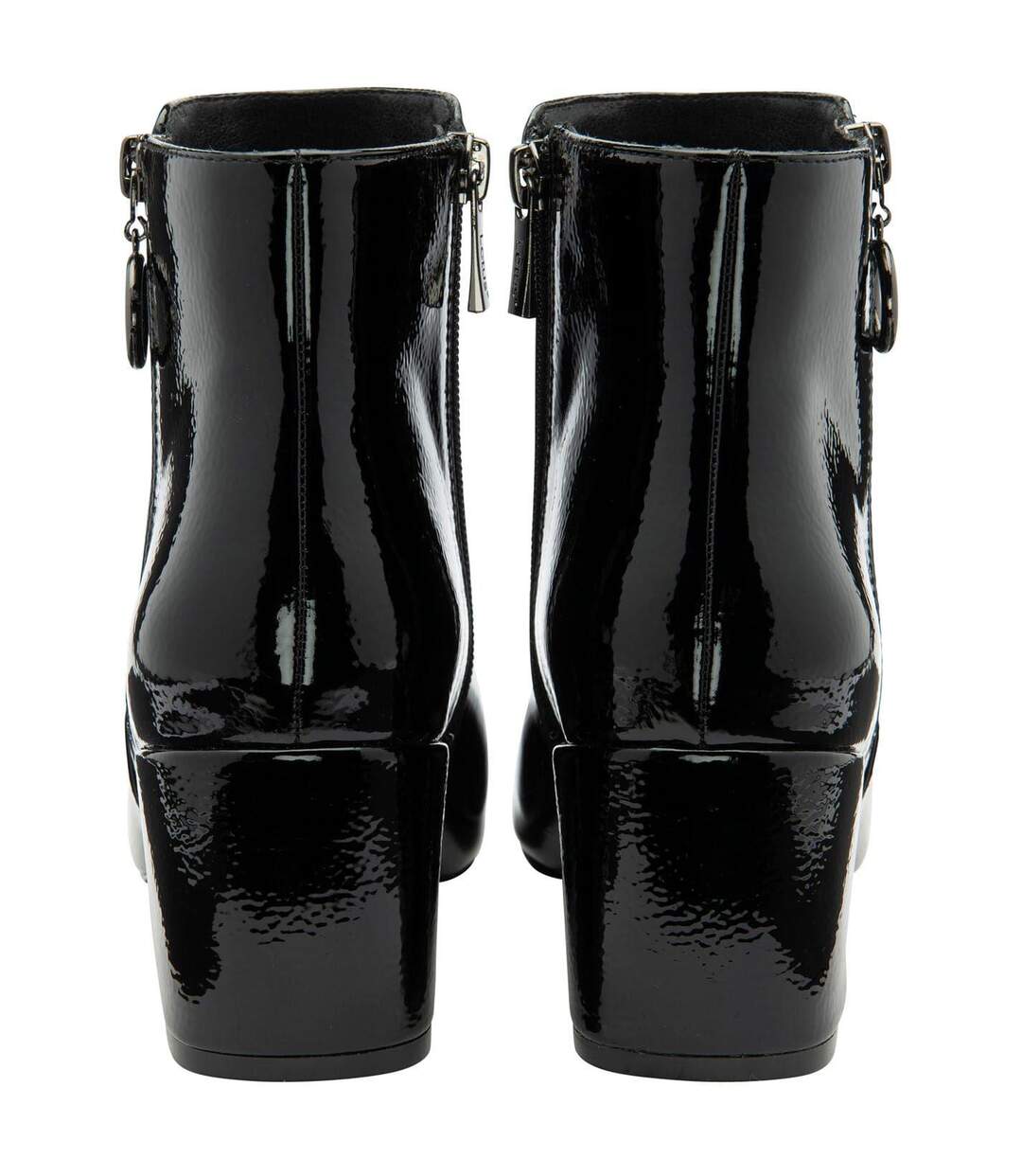Womens/ladies Furiosa Block Heel Ankle Boots Black Patent Lotus Shoes-2