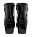 Womens/ladies Furiosa Block Heel Ankle Boots Black Patent Lotus Shoes-2