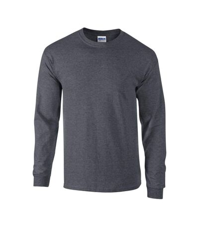 Gildan Unisex Adult Ultra Heather Cotton Long-Sleeved T-Shirt (Dark Heather) - UTPC6163