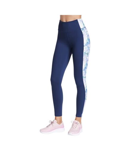 Womens/ladies Gowalk Seascape Floral High Waist Leggings Purple Turquoise Skechers