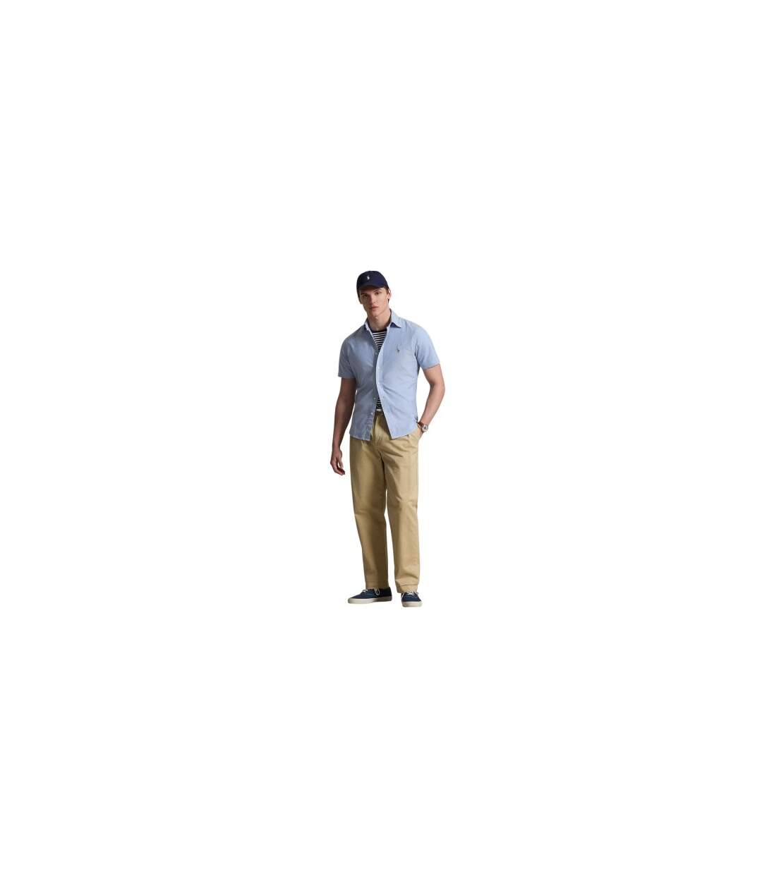 Mens Logo Oxford Short-sleeved Shirt Blue Ralph Lauren-1