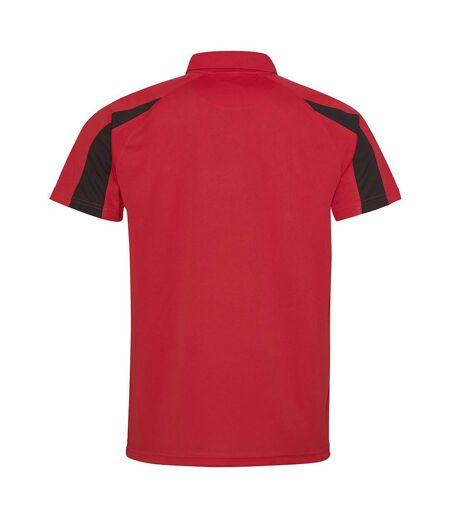 AWDis Just Cool Mens Short Sleeve Contrast Panel Polo Shirt (Fire Red/Jet Black)