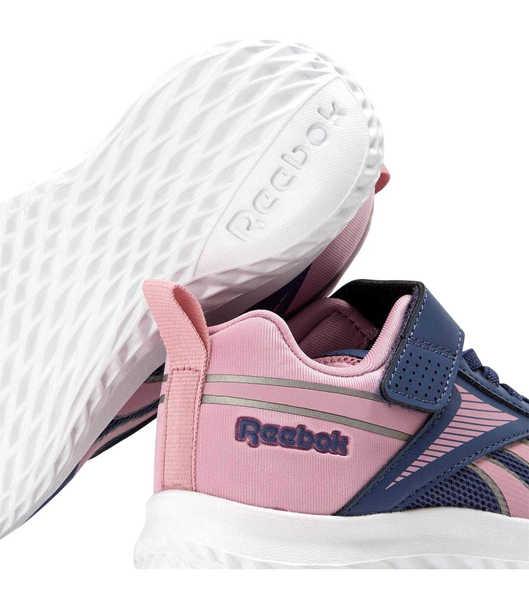 Childrens/kids Rush Runner 5 Elastic Trainers Twilight Purple Reebok-4