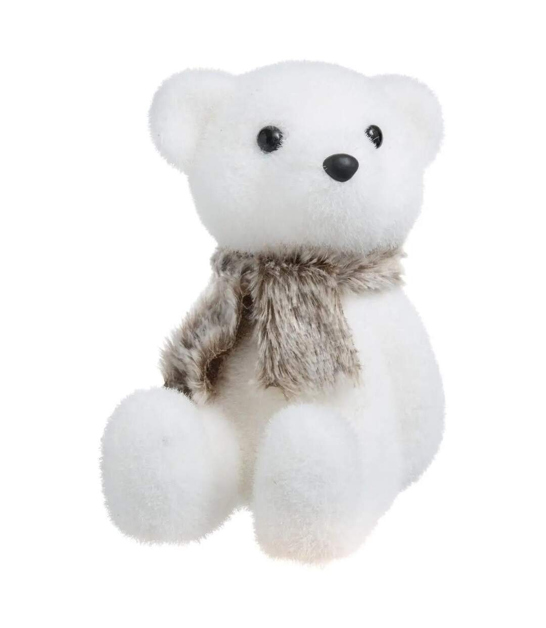 Statuette Déco Ours Assis Polaire 19cm Blanc-1
