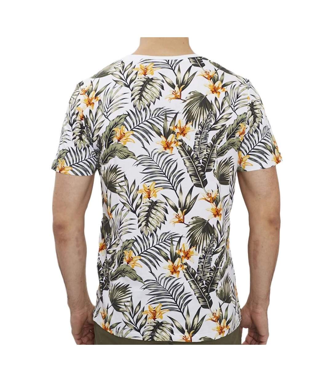 T-shirt blanc imprimés homme jack & jones tropic-2