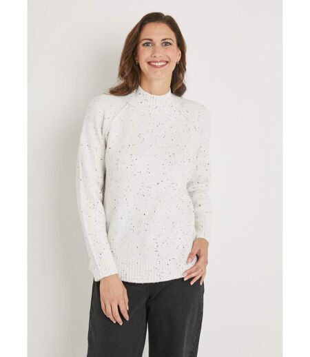 Pull chaud raglan col montant moucheté