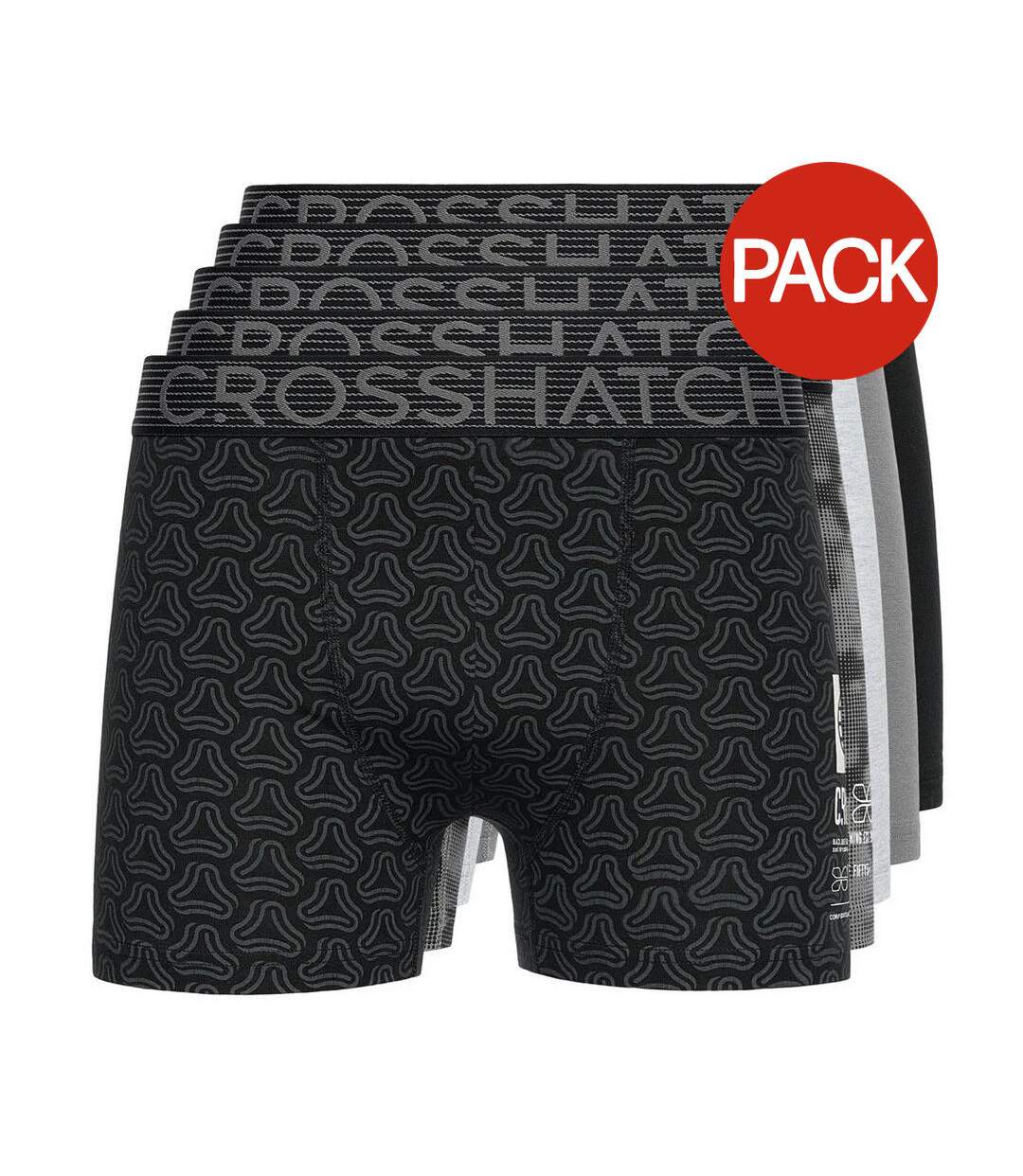 Boxers Buzzard Homme Gris Marl Noir Crosshatch-1