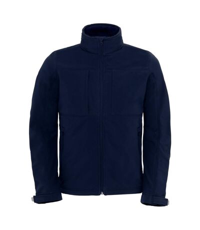B&C Mens Hooded Softshell Breathable, Waterproof & Windproof Jacket (Fleece Lining) (Navy Blue) - UTBC2001