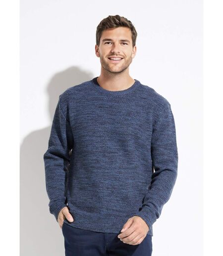 Pull col rond maille chinée laine manches longues