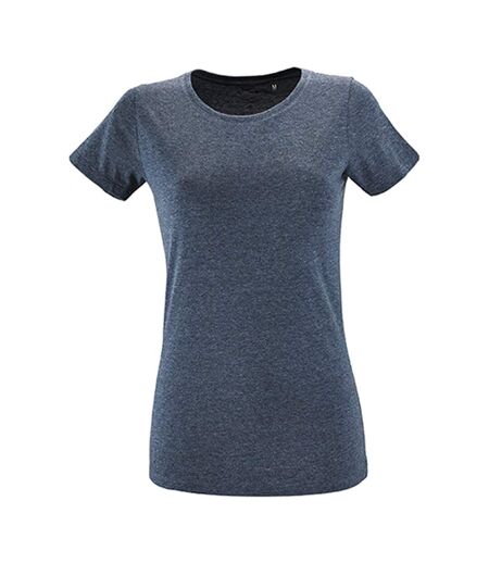 T-shirt Regent Femme Bleu Denim Chiné SOLS