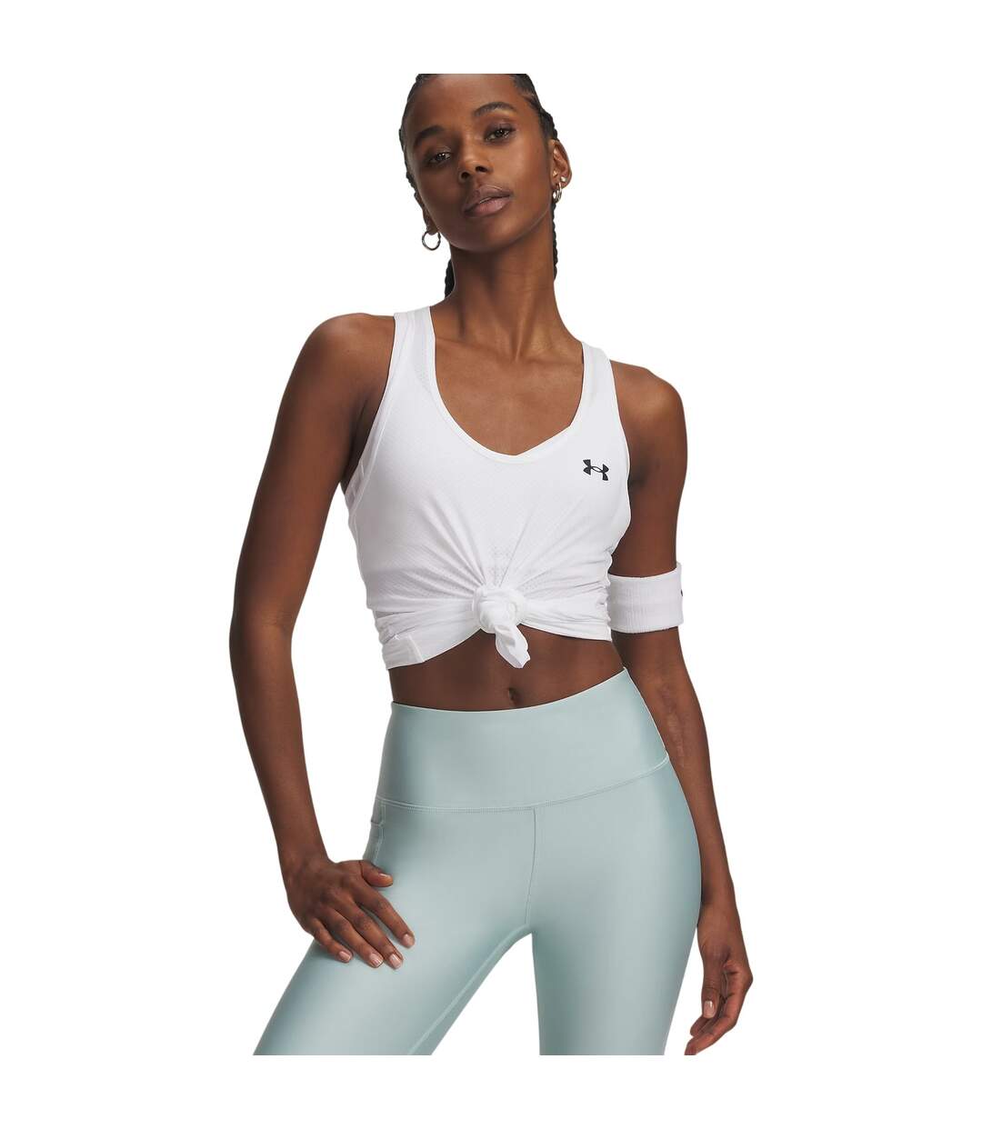 Débardeur Sans Manches Tech Femme Blanc Noir Under Armour-4