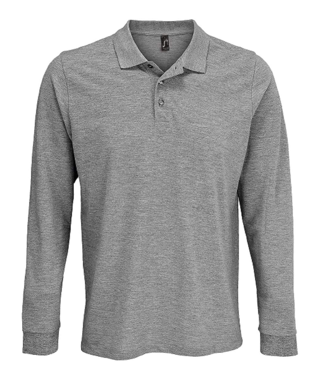 Polo manches longues - Homme - 03983 - gris chiné