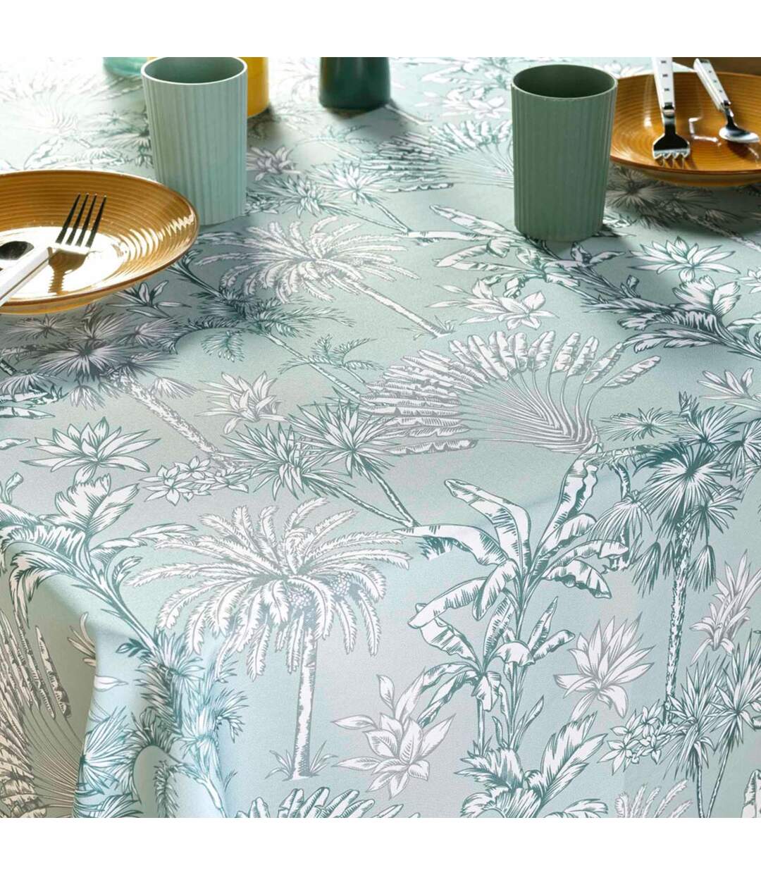 Nappe Antitache Imprimé Canarie 145x240cm Sauge-2