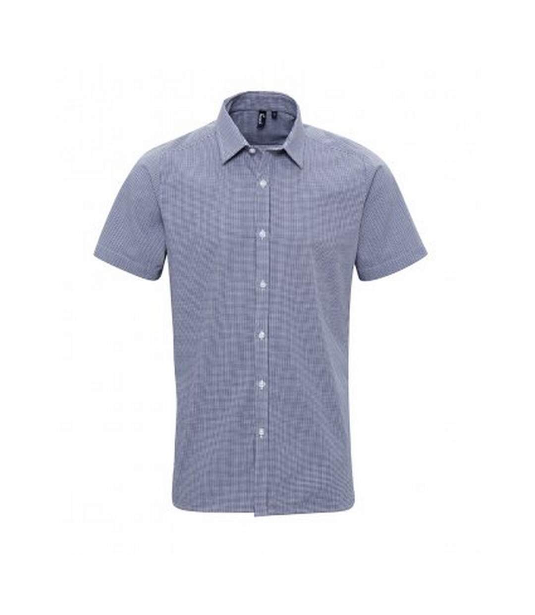 Premier Mens Gingham Short Sleeve Shirt (Navy/White) - UTPC3100