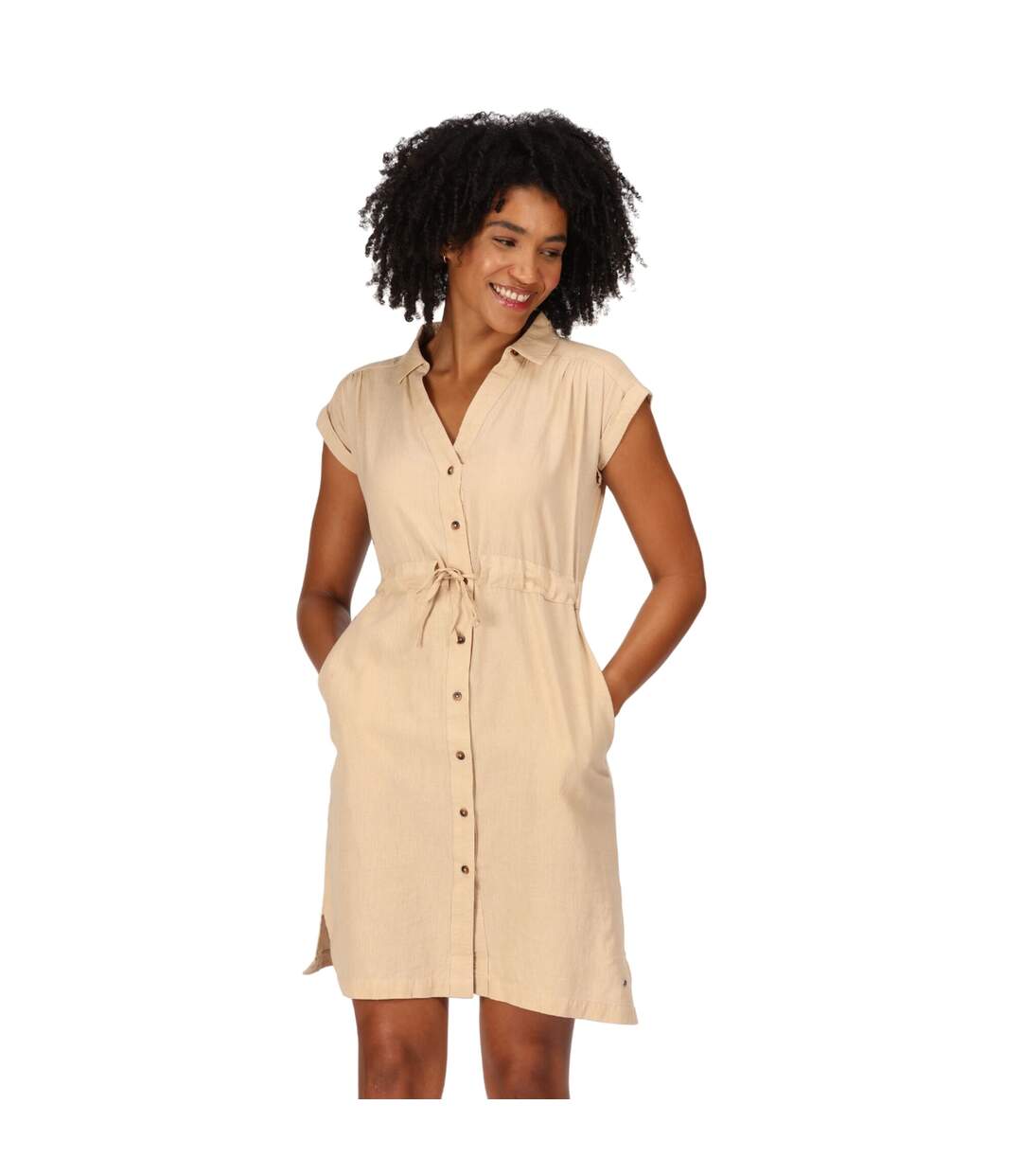 Robe chemisier rura femme beige / lin Regatta-3