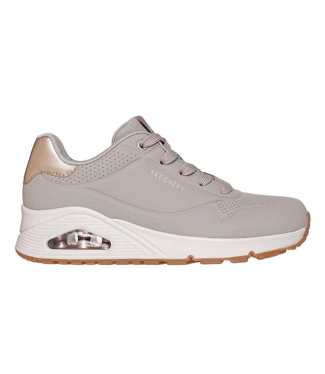 Baskets Uno Stand On Air Femme Beige Taupe Or Métallisé Skechers-3