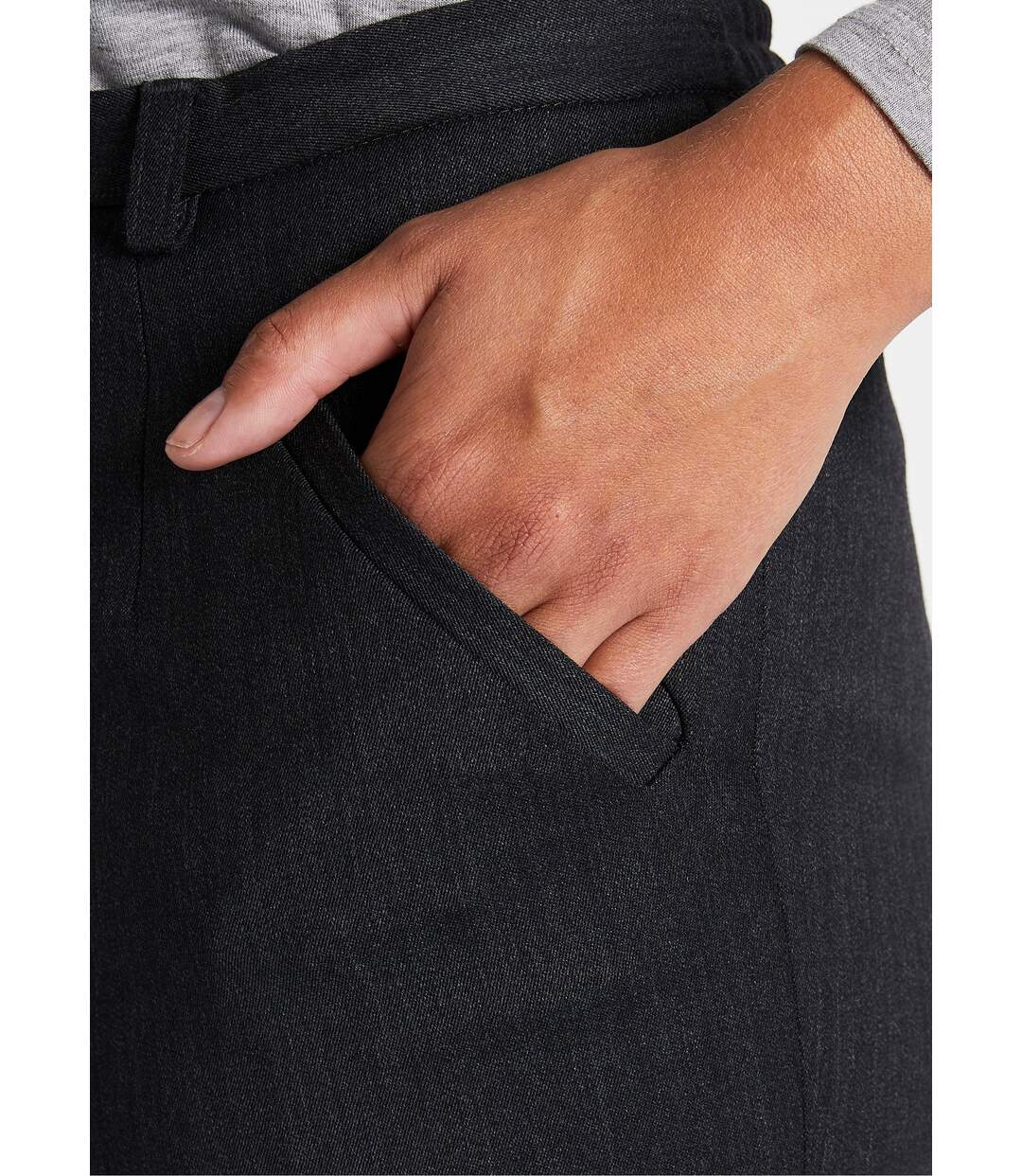 Pantalon taille semi-élastiquée droit-4