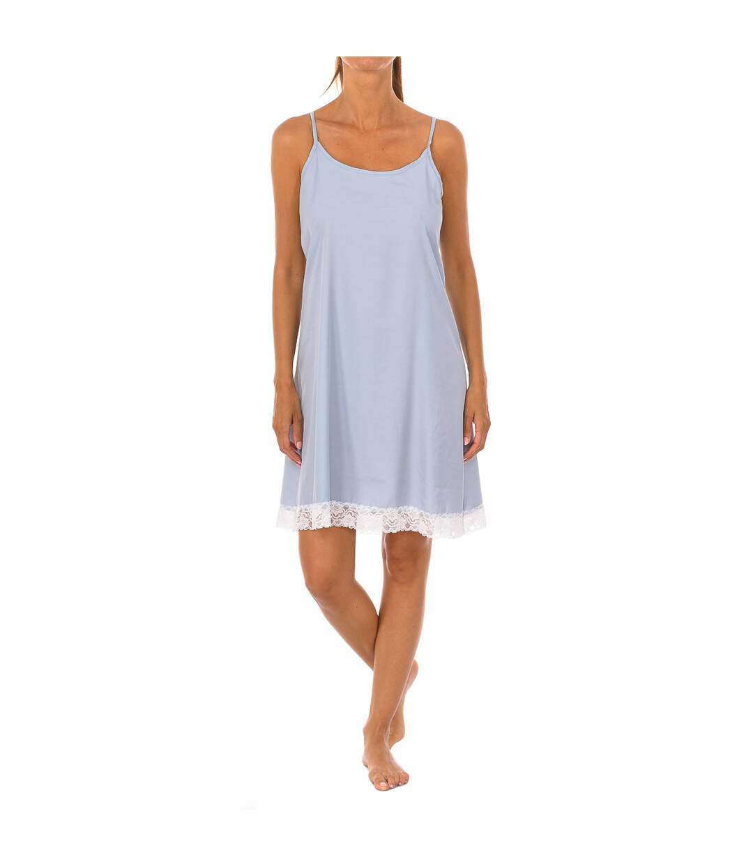 JJBCH1510 Women's Round Neck Buttoned Strappy Nightgown-1