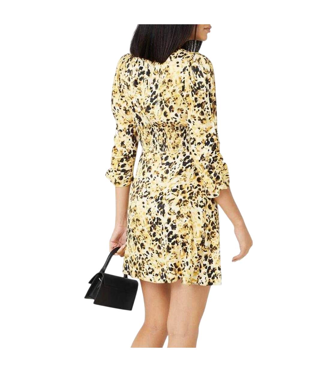 Robe Courte Motif/style Imprimé Léopard Femme Jaune Marron Hugo-2