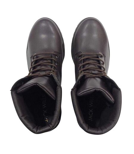 Womens/ladies Fada Leather High Heel Ankle Boots Dark Brown Jack Wills