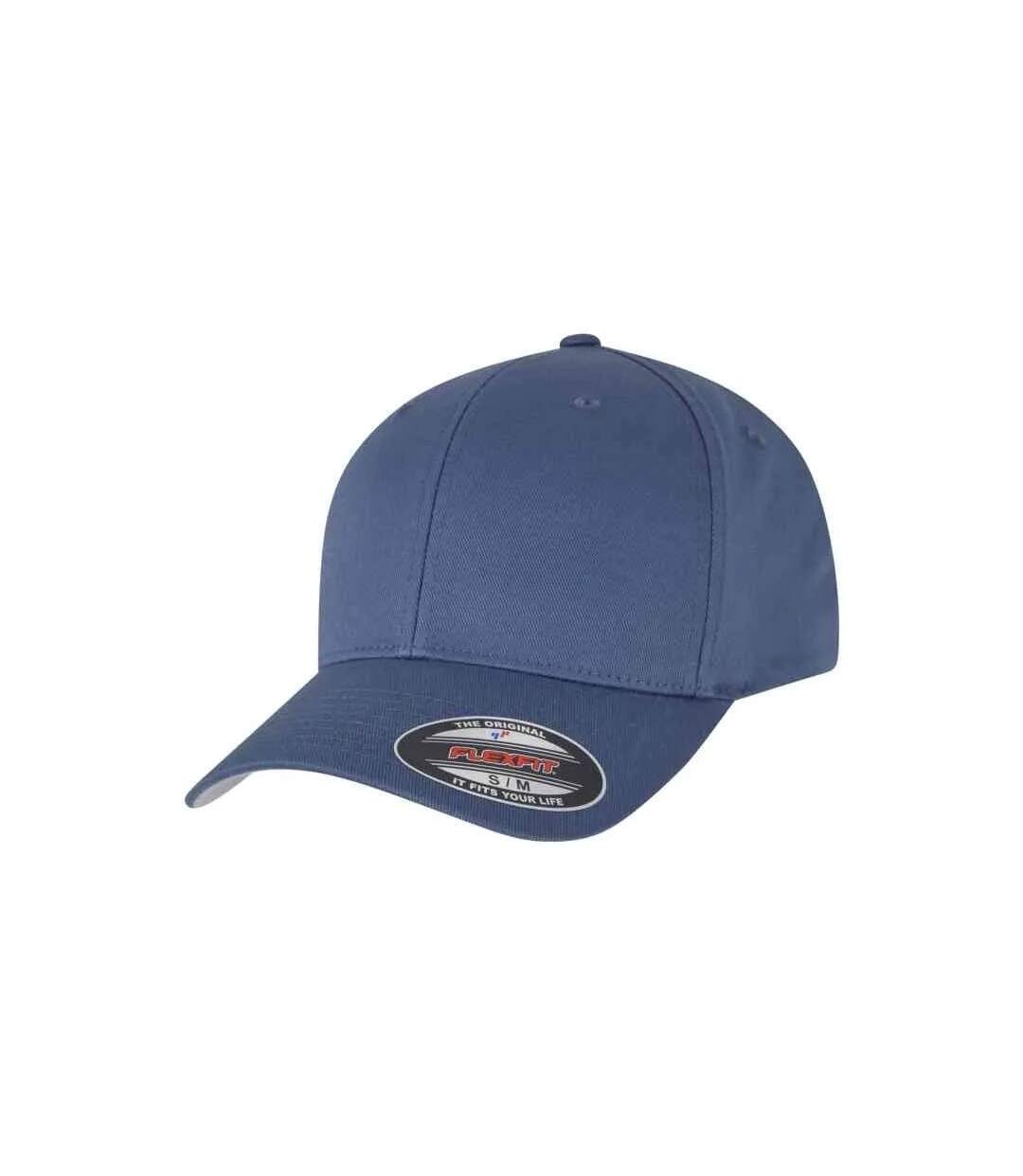 Childrens/kids Wooly Combed Baseball Cap China Blue Flexfit-3