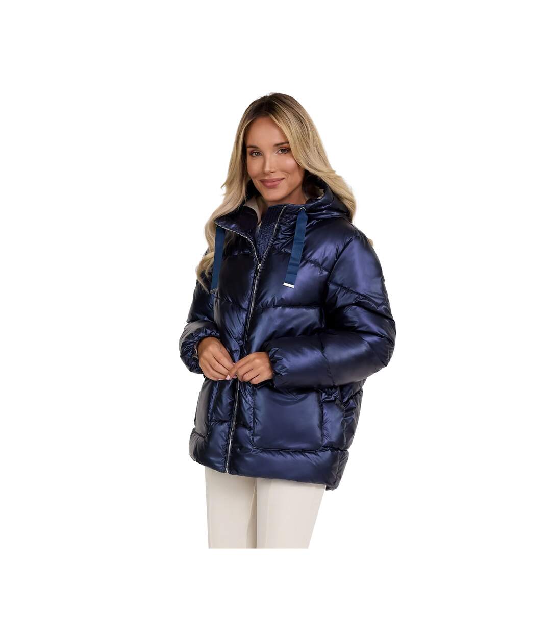 Doudoune Matelassée Motif/style Scintillant Femme Bleu Minoti-1