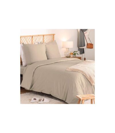 Parure de Lit 3 Pièces Percale 260x240cm Beige Lin