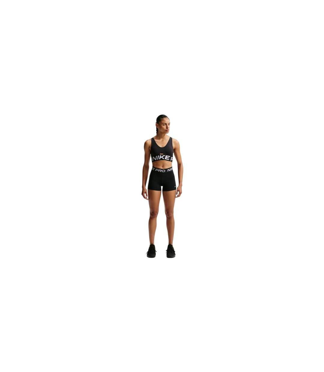 Womens/ladies Indy Plunge Sports Bra Black White Nike-1