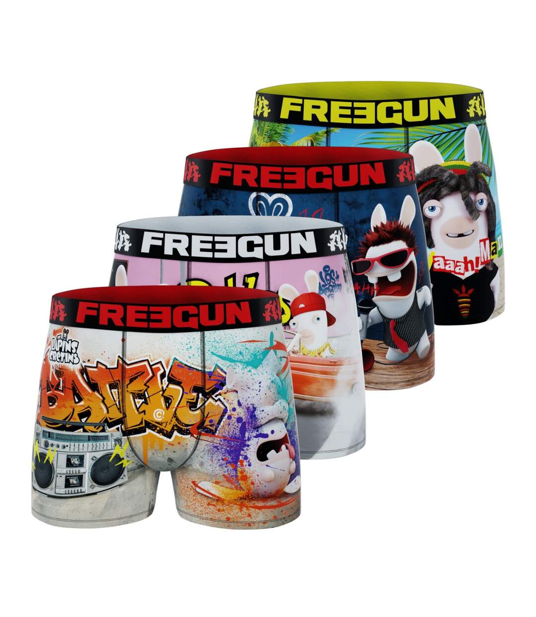 Lot de 4 boxers homme Lapins Crétins Freegun-1