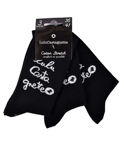 Chaussettes femme LULU CASTAGNETTE Qualité et Confort-Assortiment modèles photos selon arrivages- Pack de 3 Paires LULU Urban Noires