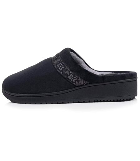 Isotoner Chaussons Mules femme microvelours mousse à mémoire forme talon 3,7 cm