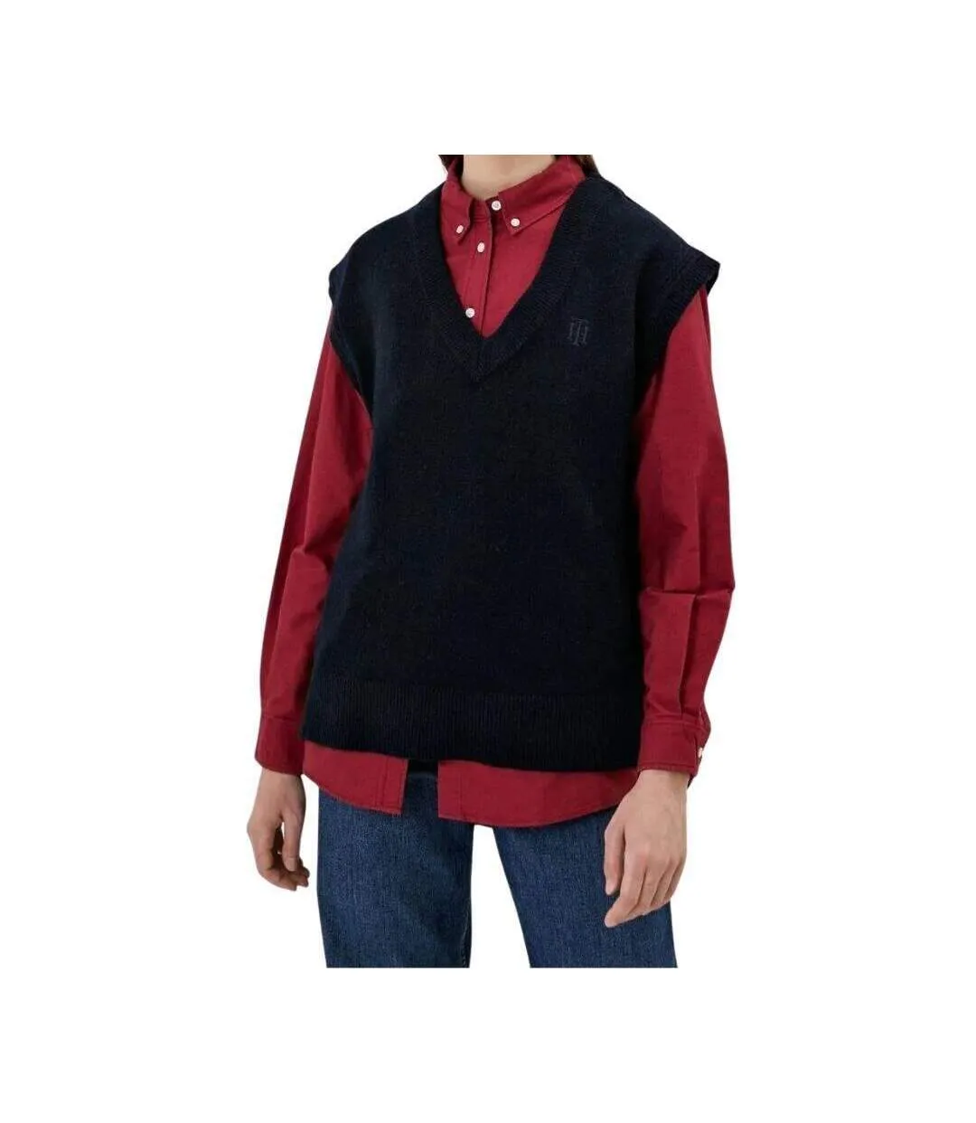 Gilet Motif/style Logo Brodé Femme Bleu Marine Tommy Hilfiger-1