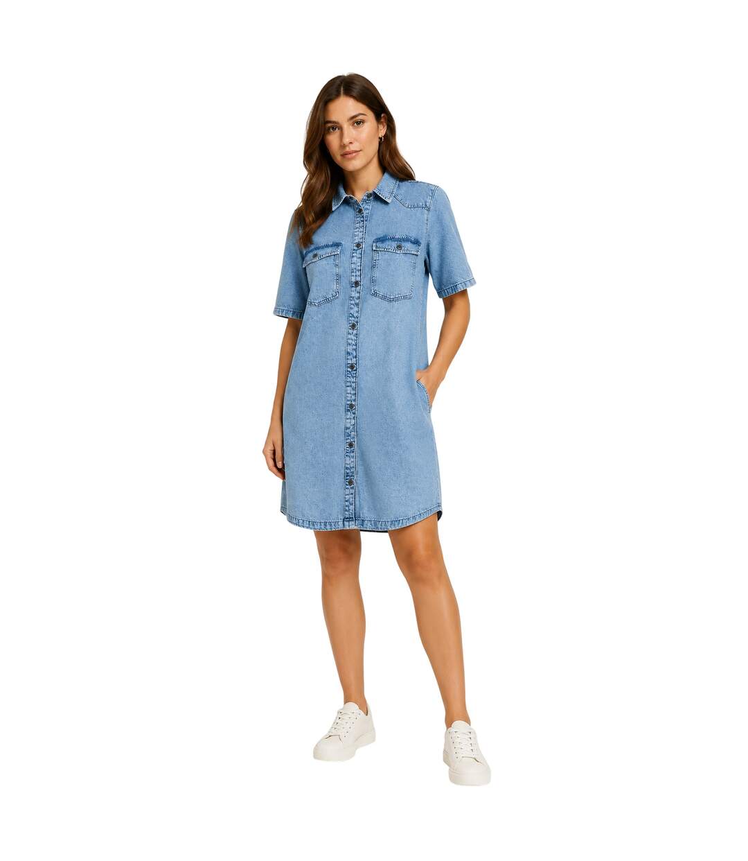Womens/ladies Denim Shirt Dress Light Blue Noisy May-1