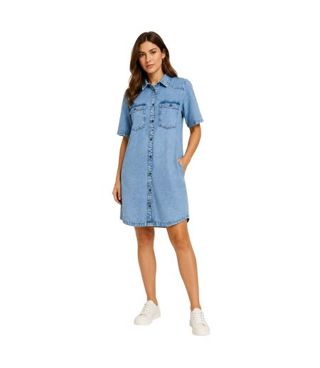 Womens/ladies Denim Shirt Dress Light Blue Noisy May