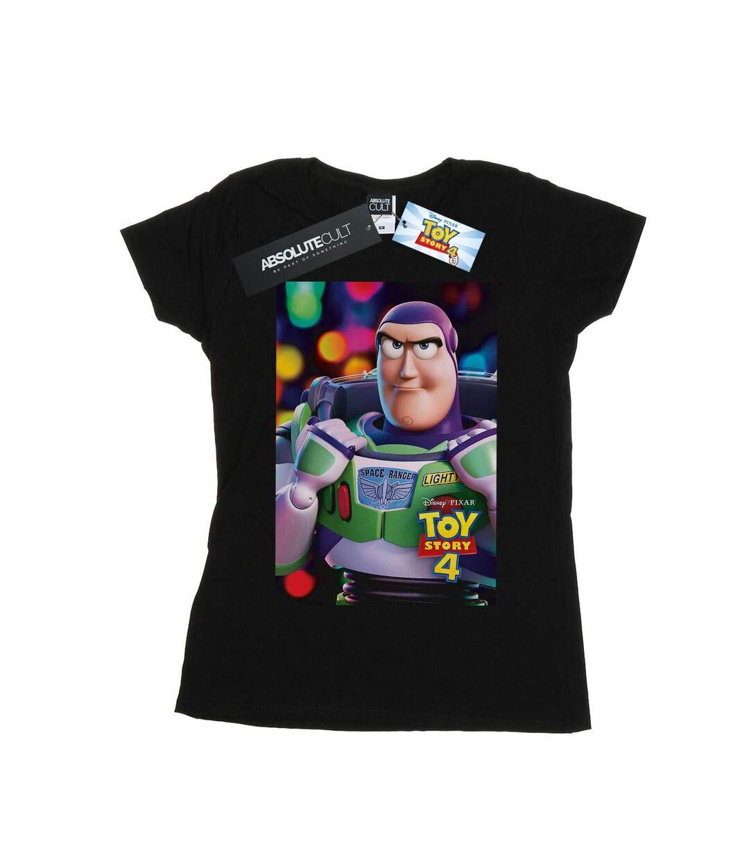 Disney T-shirt en coton Womens/Ladies Toy Story 4 Buzz Lightyear Poster (Noir) - UTBI44459-1