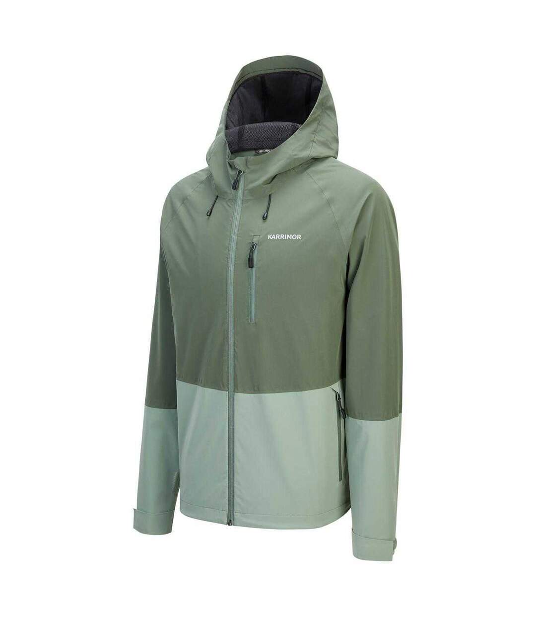 Mens Colour Block Hooded Jacket Green Karrimor-3