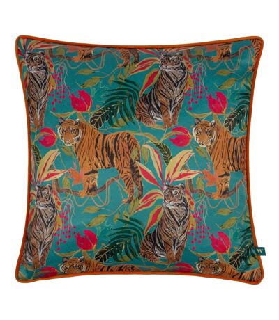 Wylder Kali Piped Tiger Throw Pillow Cover (Teal) (43cm x 43cm)