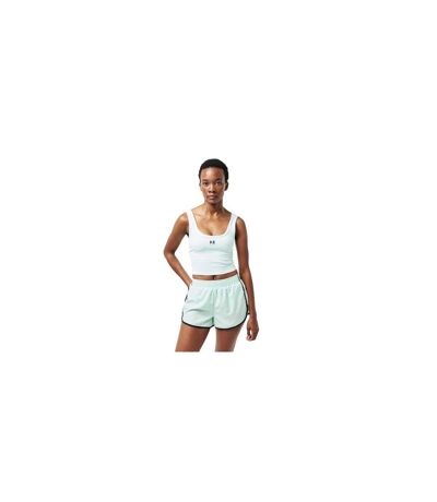 Womens/ladies Rubberised Logo Layered Fitted Tank Top Mint Green White PE Nation