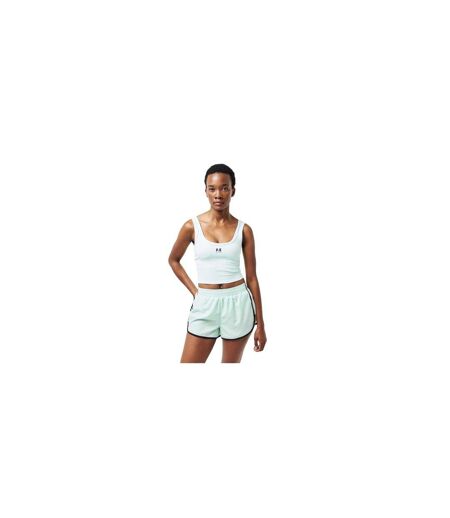 Womens/ladies Rubberised Logo Layered Fitted Tank Top Mint Green White PE Nation