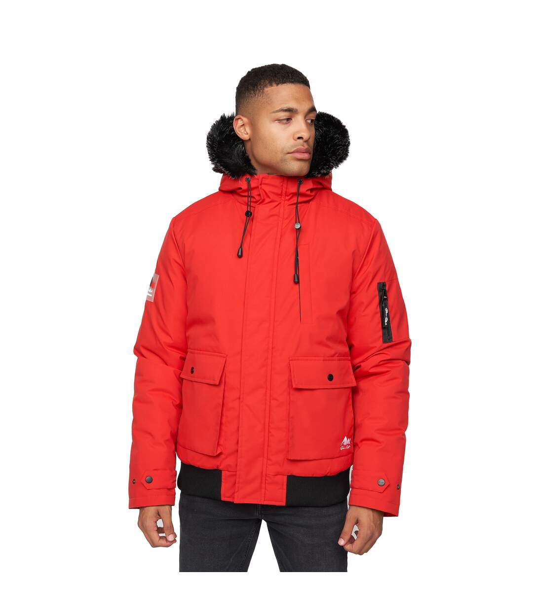 Mens Emarnos Hooded Bomber Jacket Red Born Rich-2