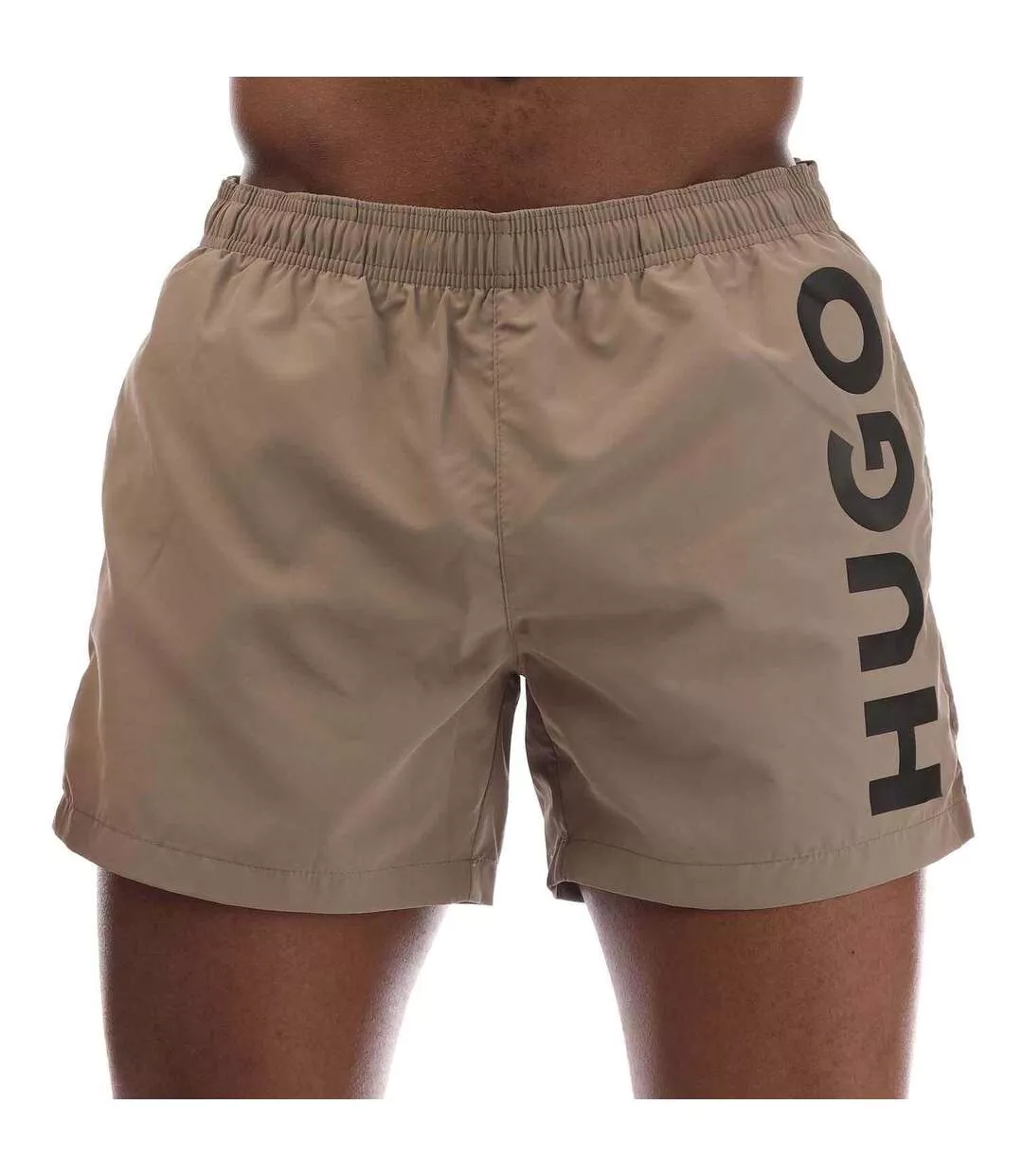 Mens Abas Logo Swim Shorts Beige Hugo-1
