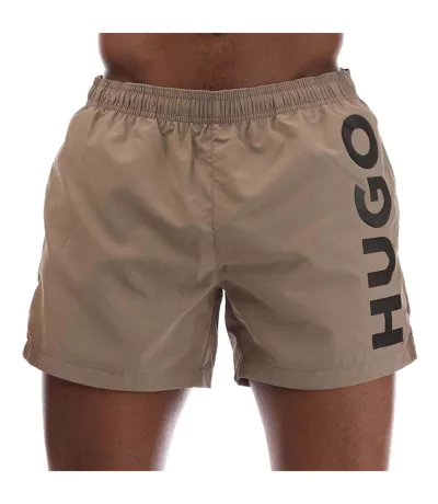 Mens Abas Logo Swim Shorts Beige Hugo