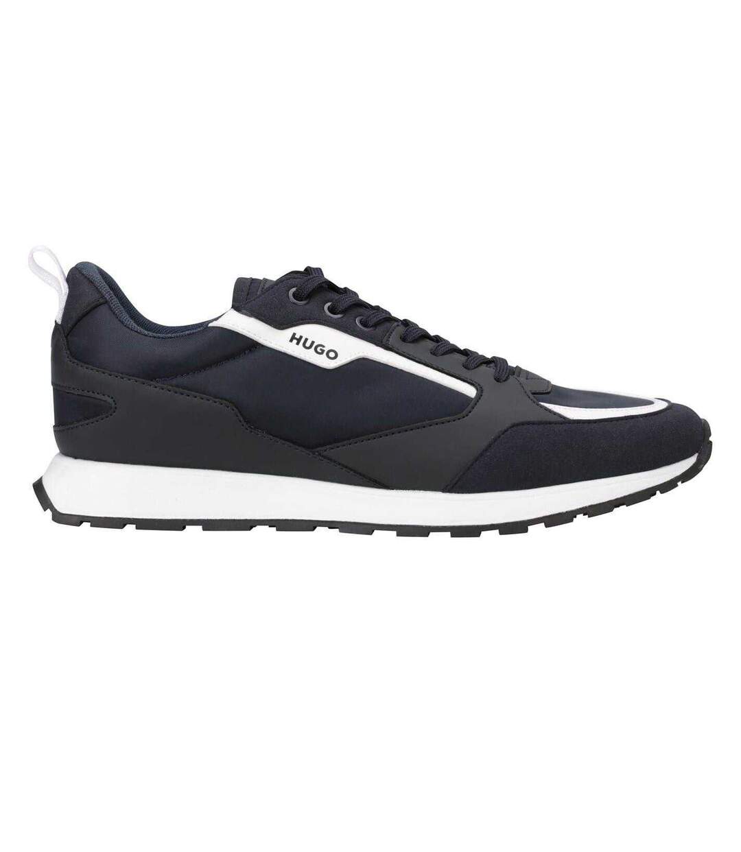 Mens Icelin Leather Trainers Navy Hugo-1