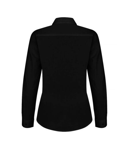 Womens/ladies Stretch Formal Shirt Black Clique