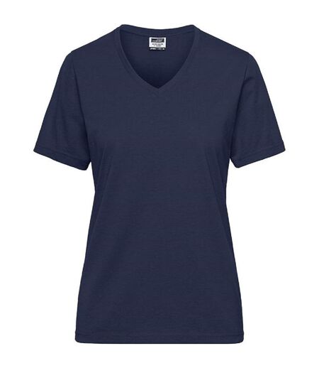 T-shirt de travail Bio col V - Femme - JN1807 - bleu marine
