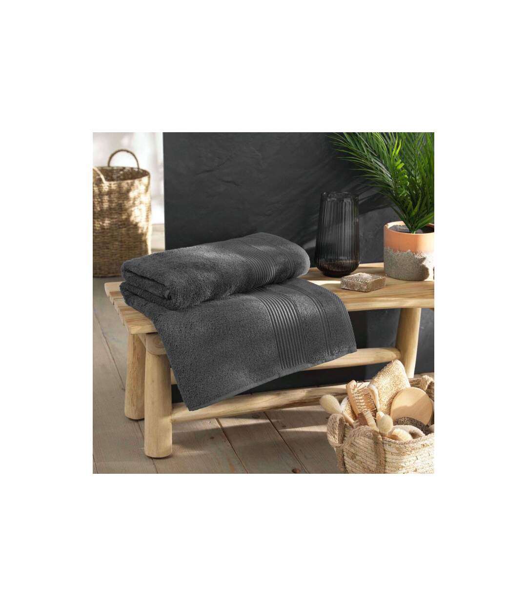 Drap de Bain Tendresse 90x150cm Anthracite-3