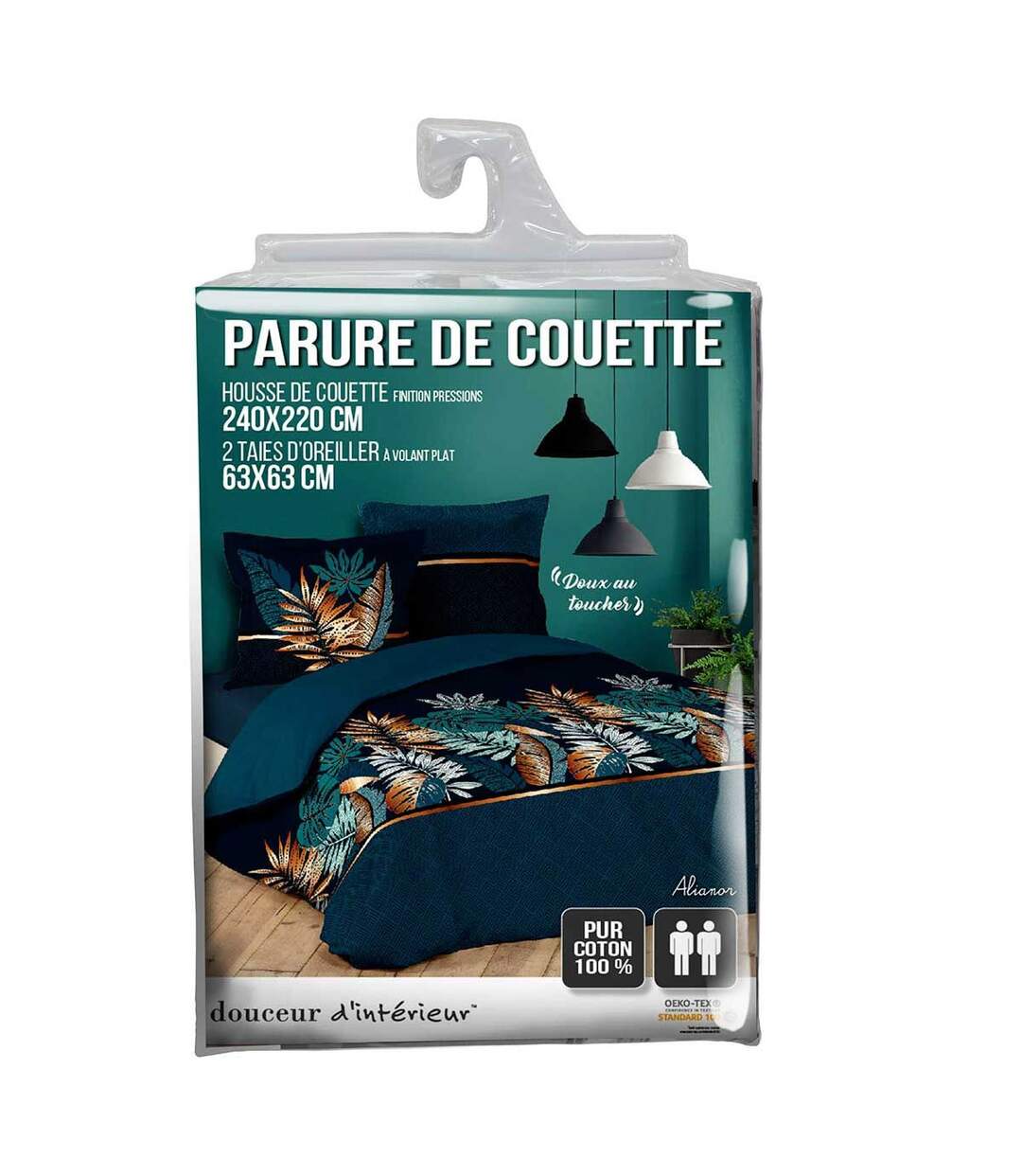 Parure de Lit 3 Pièces Alianor 240x220cm Bleu-5