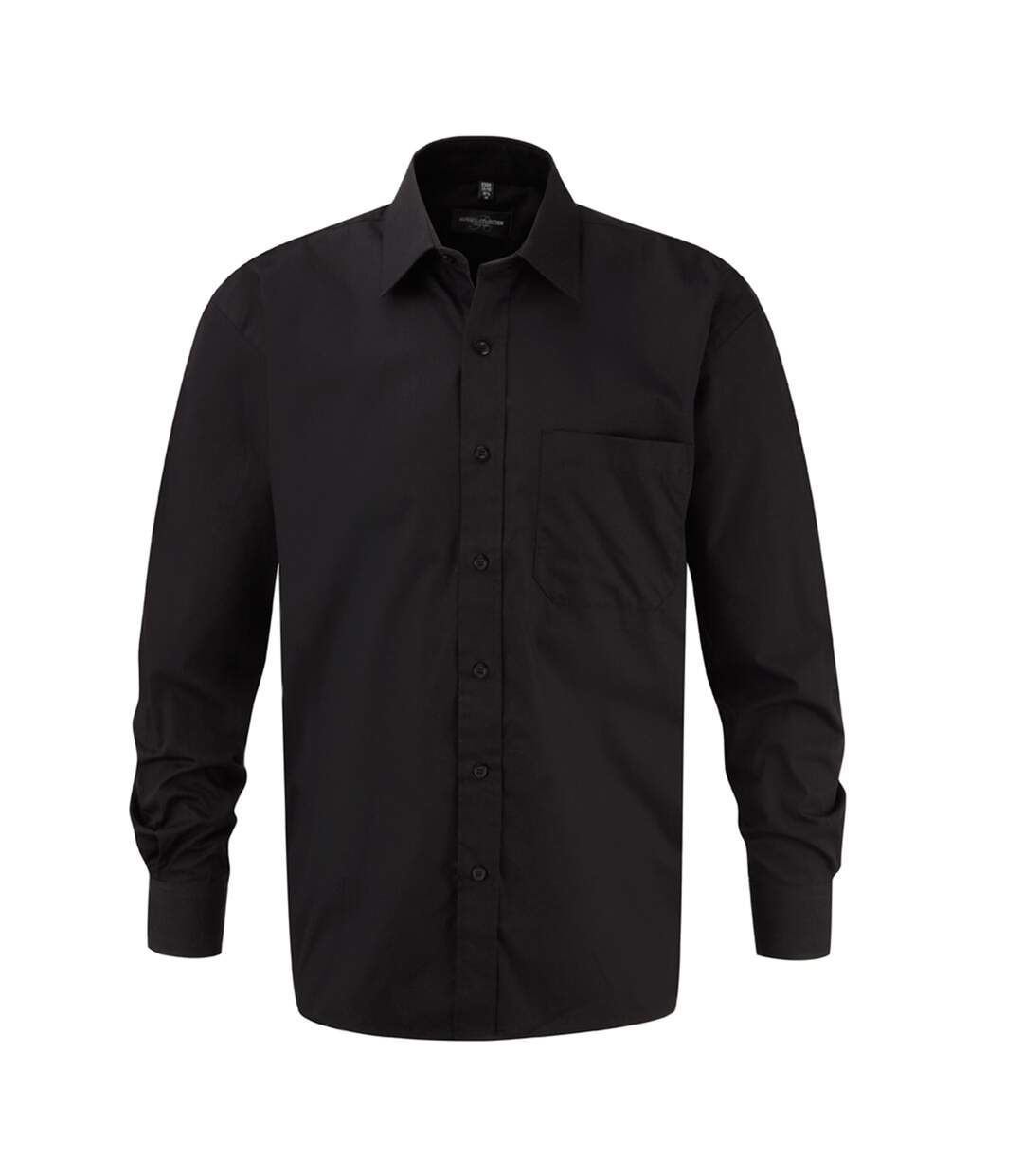 Mens Poplin Long-sleeved Shirt Black Russell Collection-1